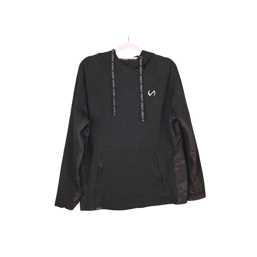 TLF Apparel Athletic Urban Streetwear Black Pullover Workout Hoodie Sweatshirt L